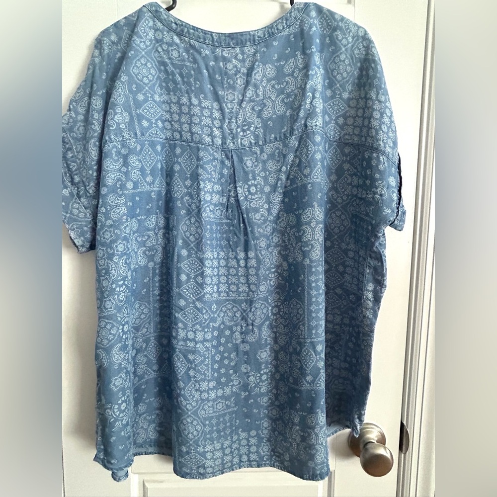 Ruby Rd. Blue Paisley Pintuck Button-Front Tunic … - image 3